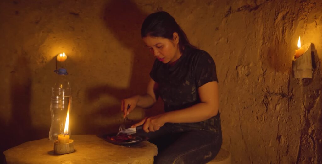 woman eating dinner