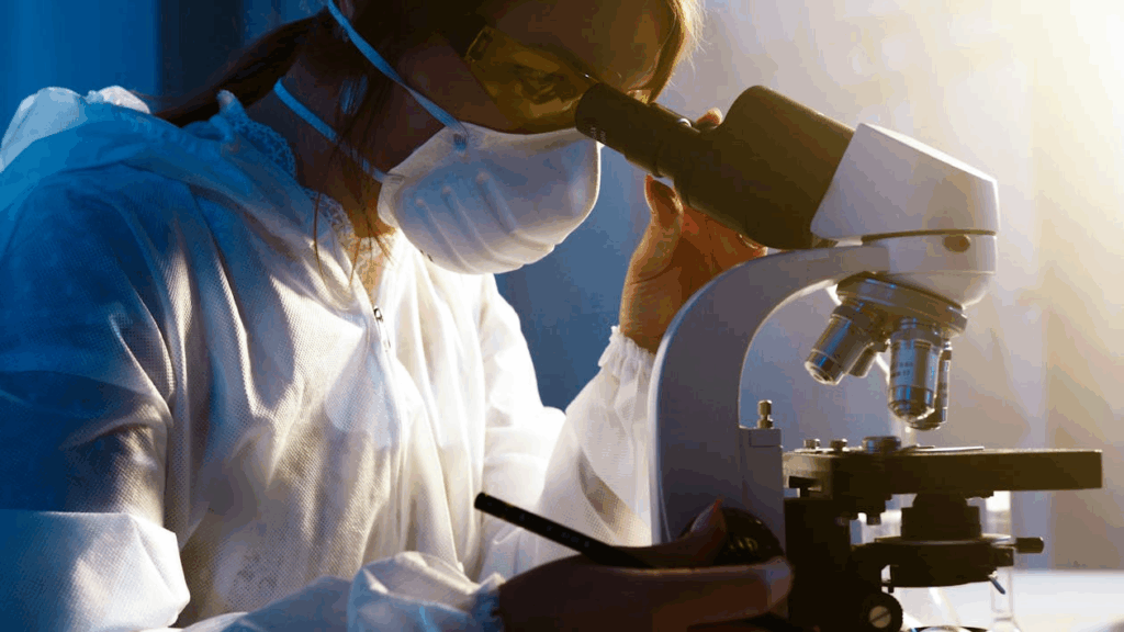 Photo Of Woman Looking Through microscope