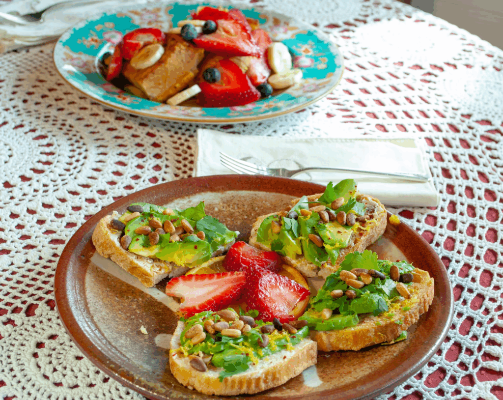 strawberries with fruit on toast