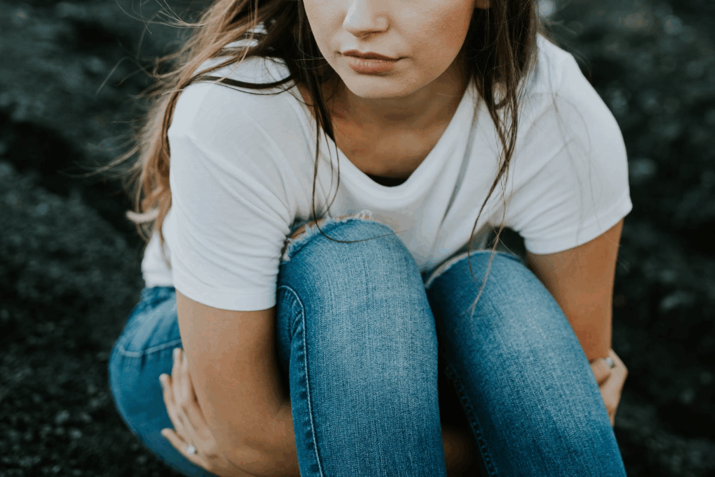 woman sitting alone