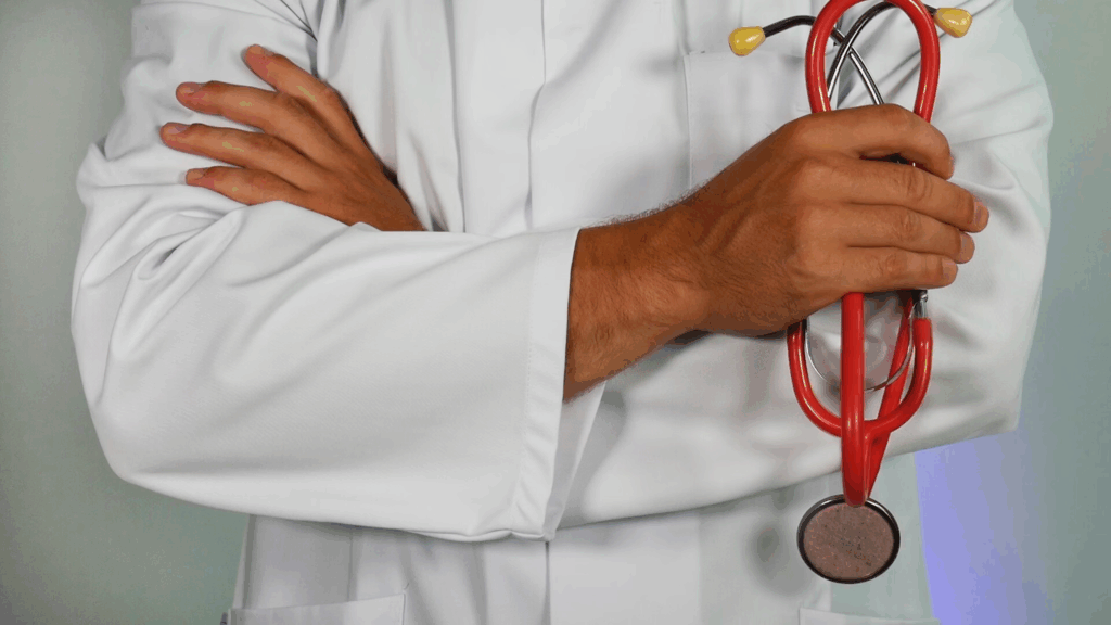 doctor with red stethoscope