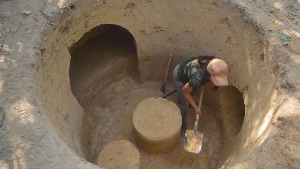 woman with shovel