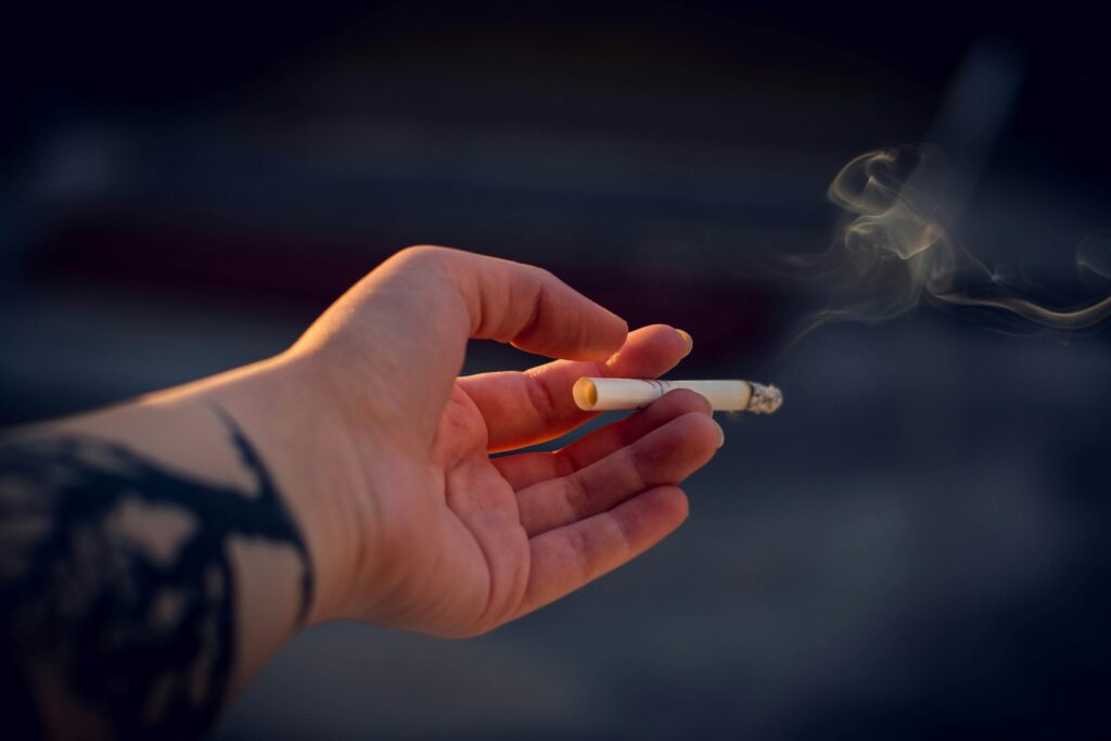 smoking cigarette