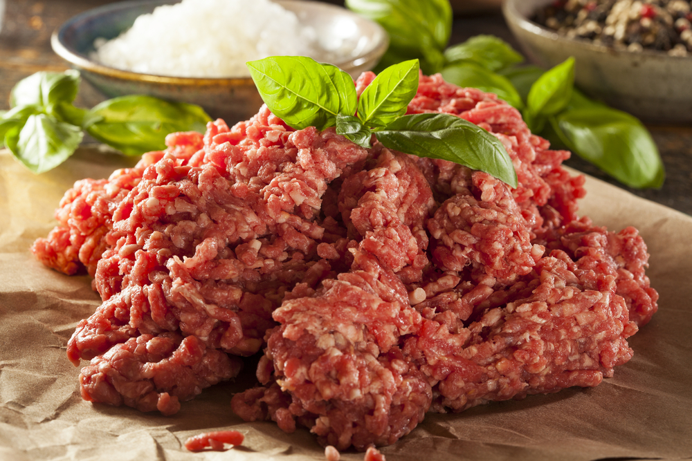 Organic Raw Grass Fed Ground Beef on Butcher Paper