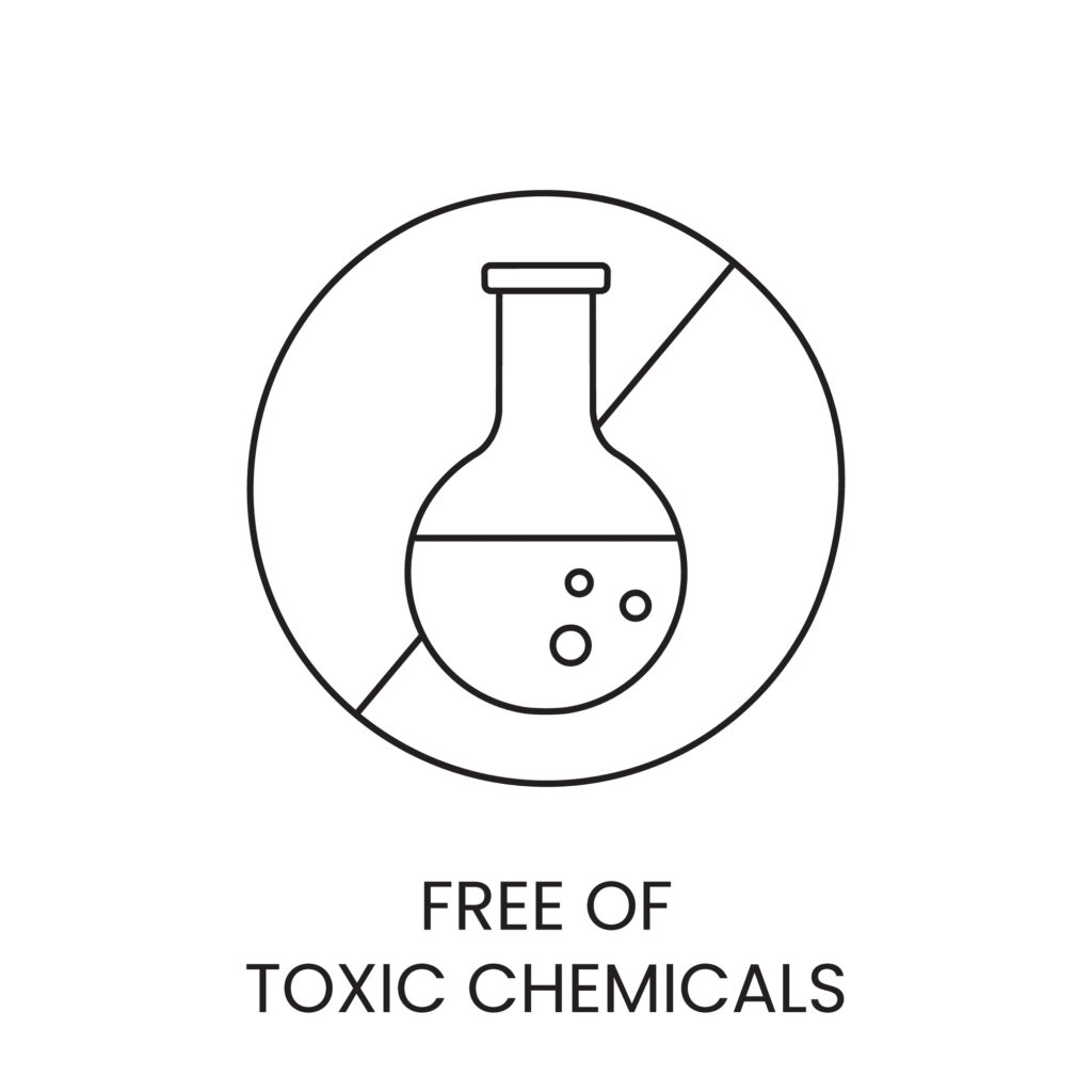 Vector line icon depicting absence of toxic chemicals.