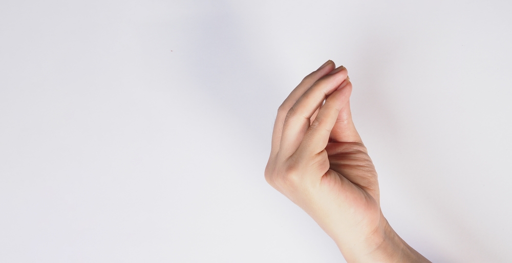 The finger purse or pinched fingers gesture.Italian hand sign