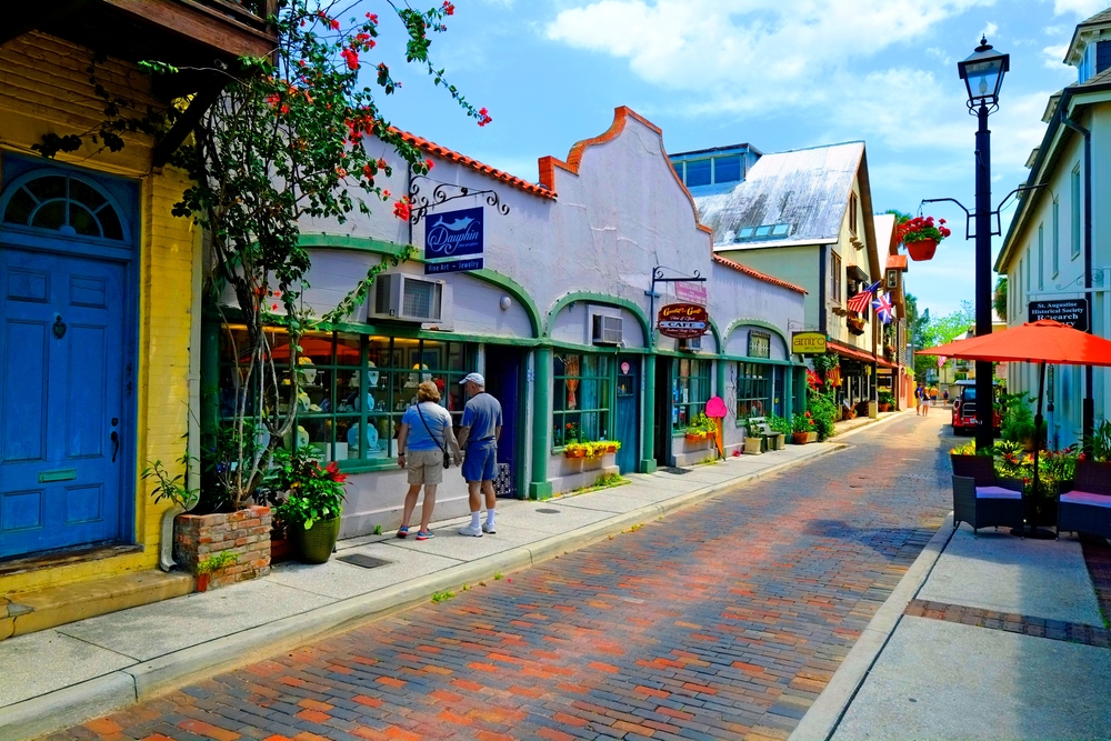 Aviles street shopping district in the Historic St. Augustine Florida the oldest city in America. Created 08.15.24