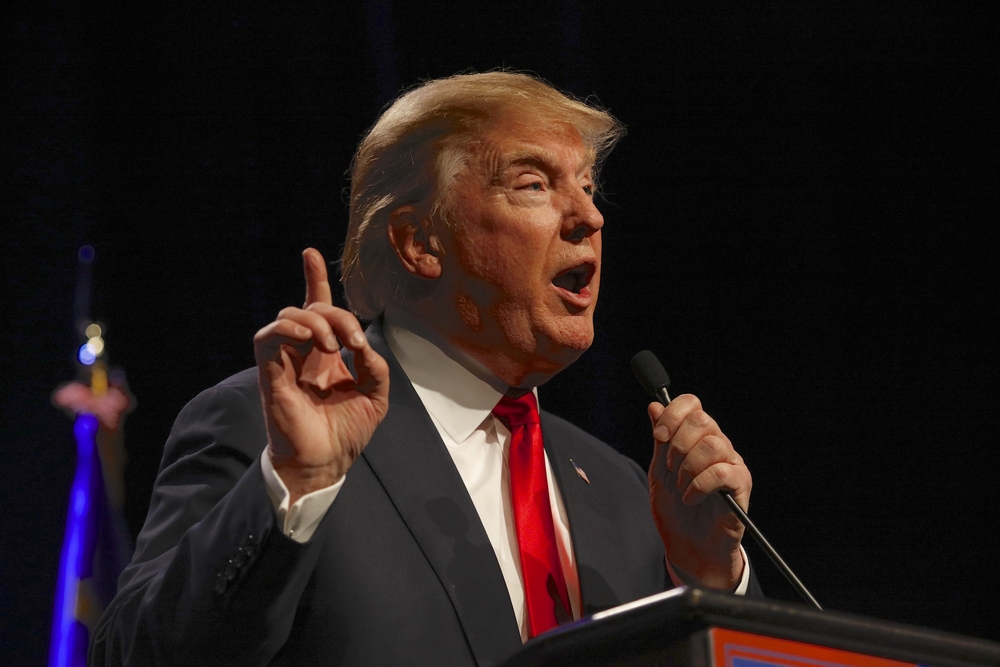 LAS VEGAS NEVADA, DECEMBER 14, 2015: Republican presidential candidate Donald Trump speaks at campaign event at Westgate Las Vegas Resort & Casino the day before the CNN Republican Presidential Debate