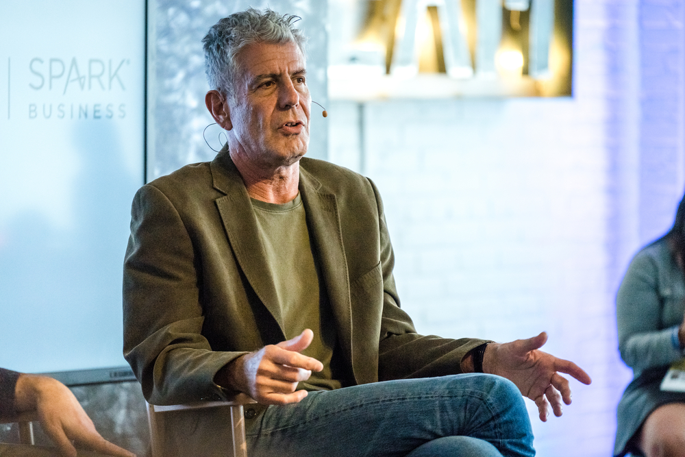 AUSTIN - MARCH 14, 2016: TV personality, writer, and entrepreneur Anthony Bourdain talks at a SXSW event in Austin, Texas.