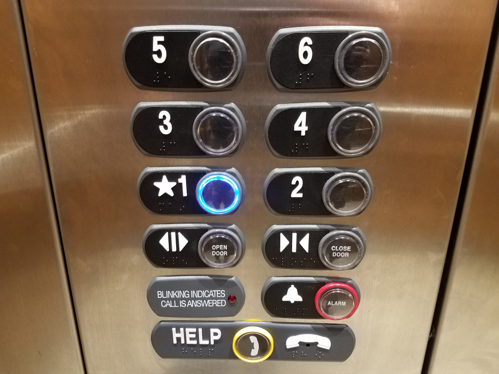 elevator buttons in an elevator