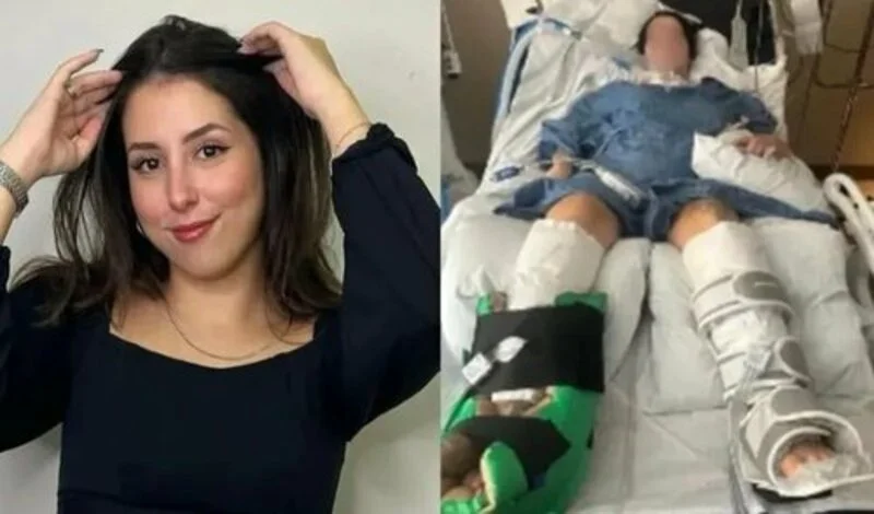 Claudia de Albuquerque Celada before illness and during botulism treatment in hospital.