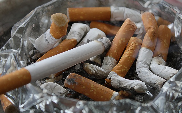 ashtray and cigarettes