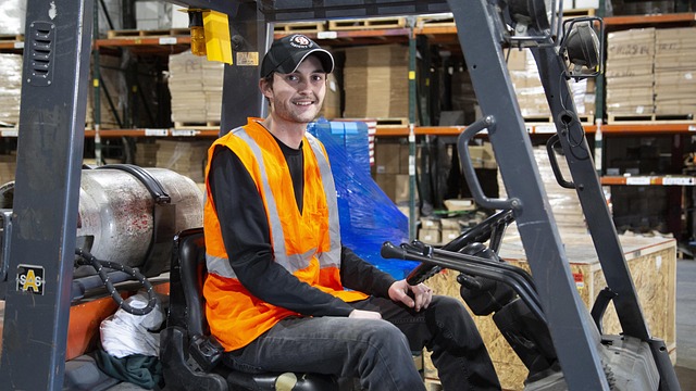 Man in a fork lift