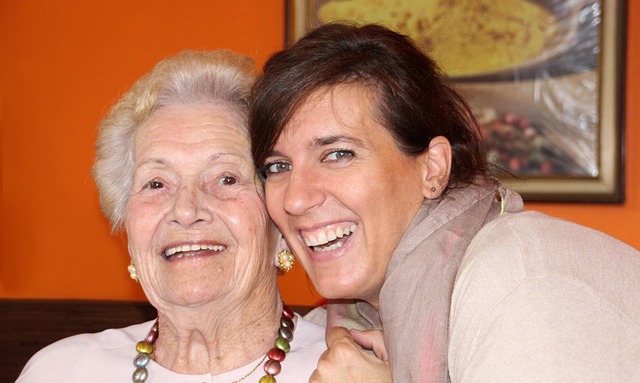 elderly woman with younger relative