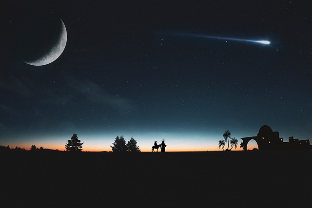 comet flying over a landscape