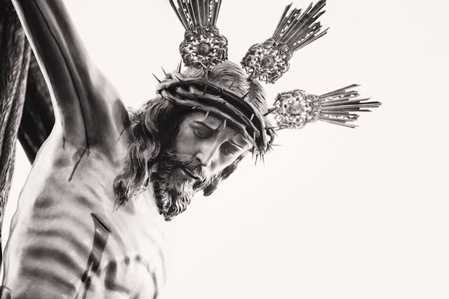 Jesus being crucified. 