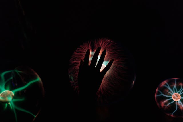  a hand on a static ball