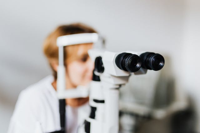woman having her eyes tested