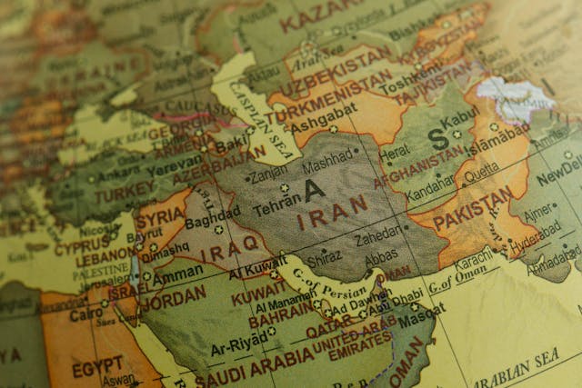 globe focused on Middle East