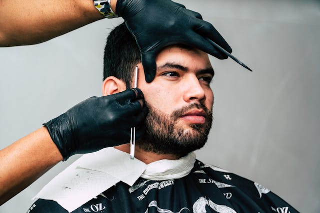 man getting a haircut