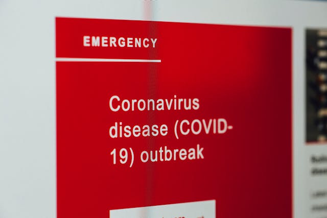a sign for COVID