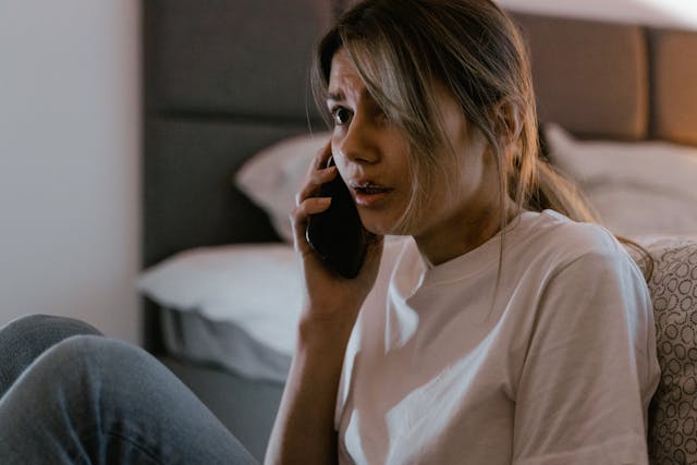 a woman talking on the phone