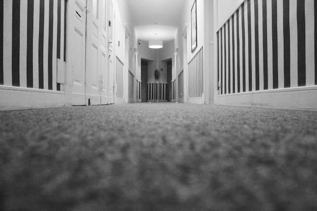 close up of carpet in a hallway