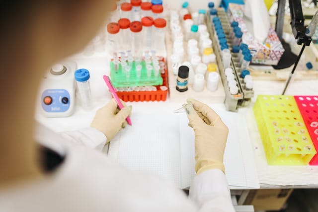 researcher taking measurements