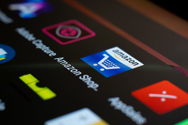 close up of Amazon app