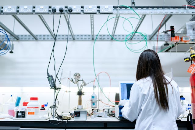 researcher analyzing samples