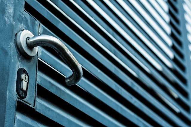a metal door handle