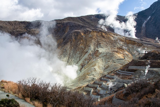 volcano steaming
