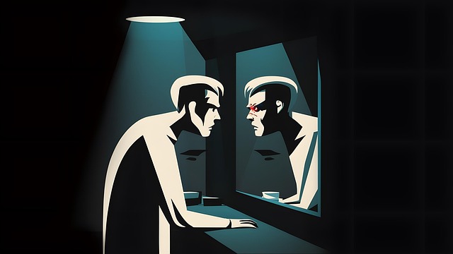 person looking at themselves in the mirror