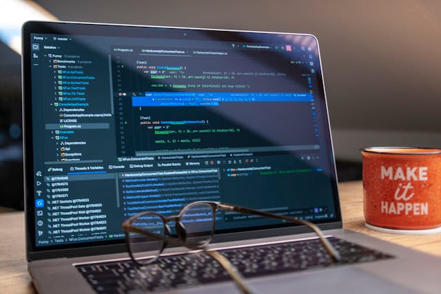 coding on laptop