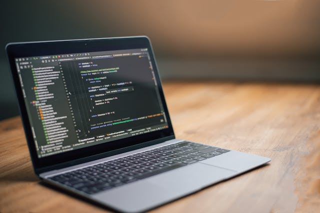 AI coding on a laptop