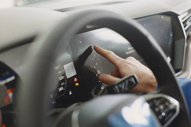 man touching screen
