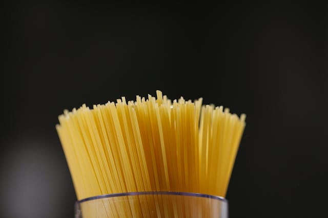 Spaghetti in a glass jar