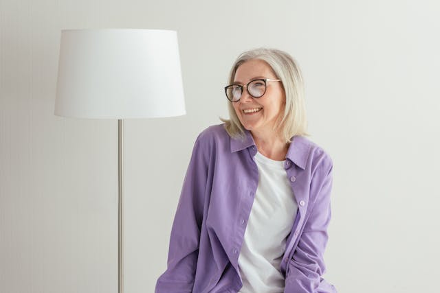 smiling gray woman