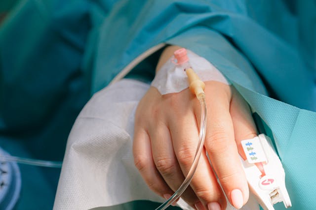 teen in hospital with drip