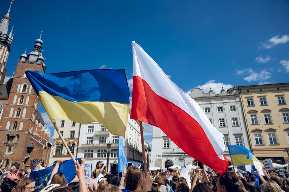 CRAKOW. POLAND. May 15, 2022 Rally in Poland in support of Ukraine. Action in support of the military in Mariupol. Save Mariupol