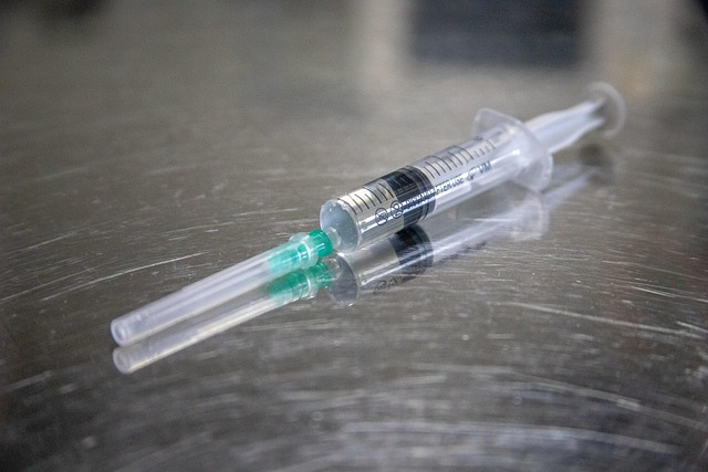 Syringe on a table
