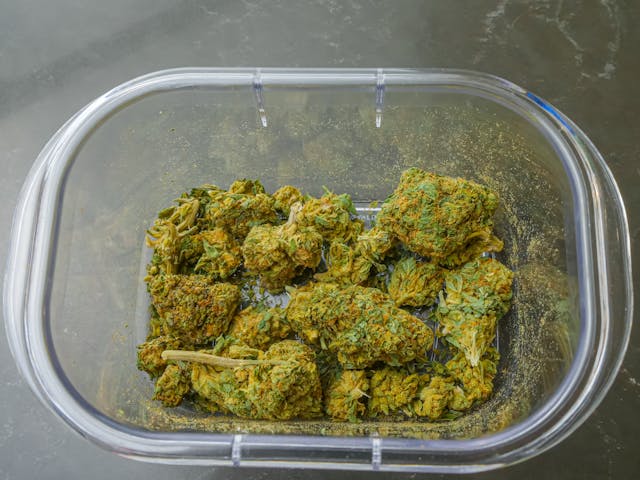 cannabis in a glass bowl