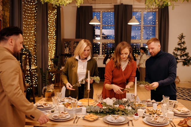 people around Christmas dinner
