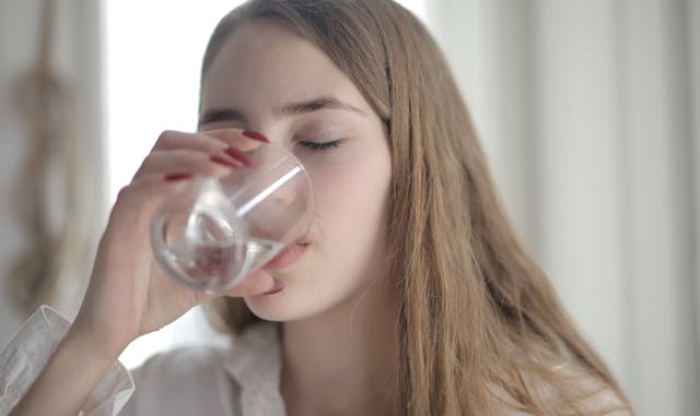woman drinking water