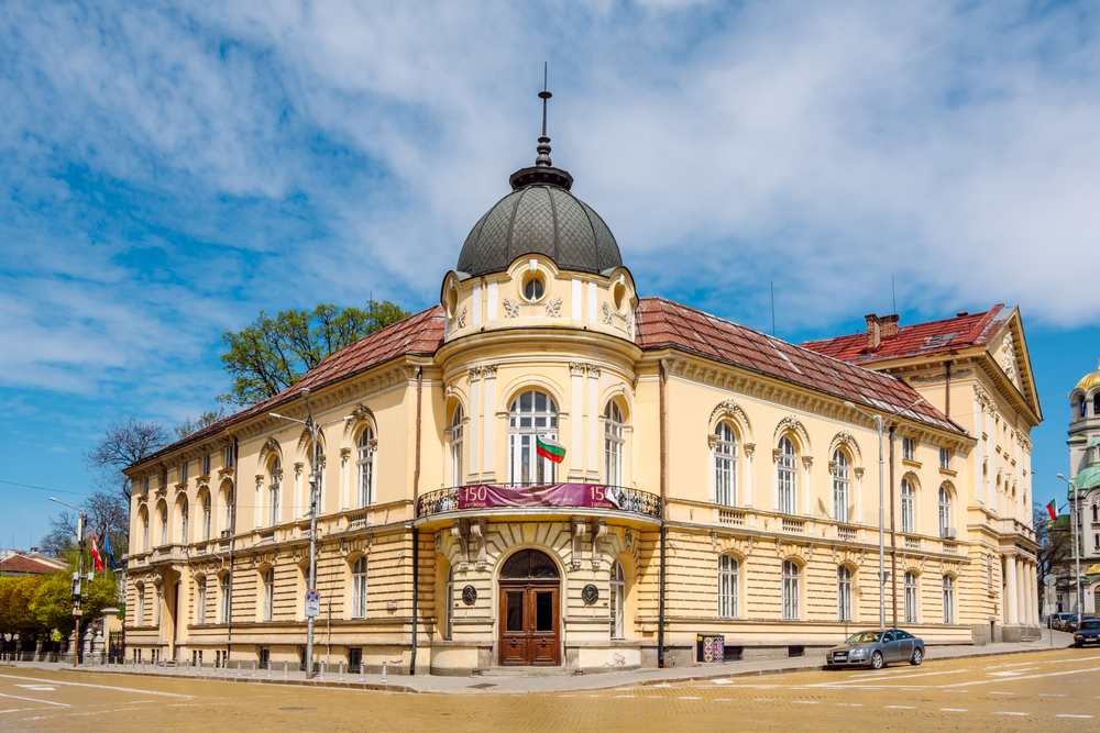 Sofia/ Bulgaria-Apr 26, 2020
The building of the Bulgarian Academy of Sciences at the “Narodno Sabranie” Square in the center of Sofia, the capital of Bulgaria.