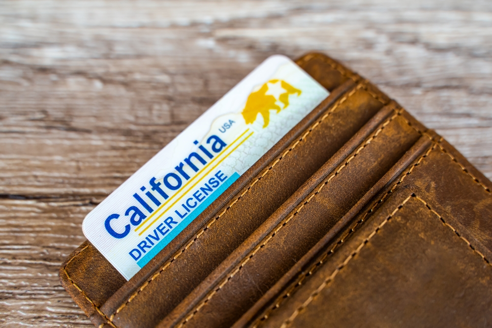 Close-up of California driver's license. 