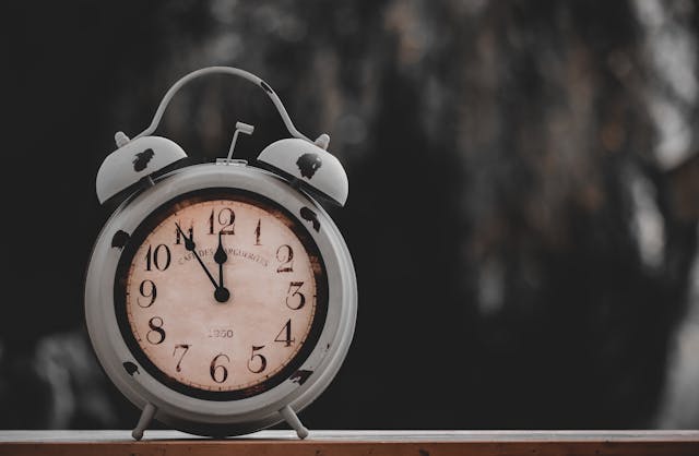 clock on a table top