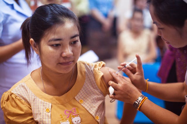 woman getting a shot