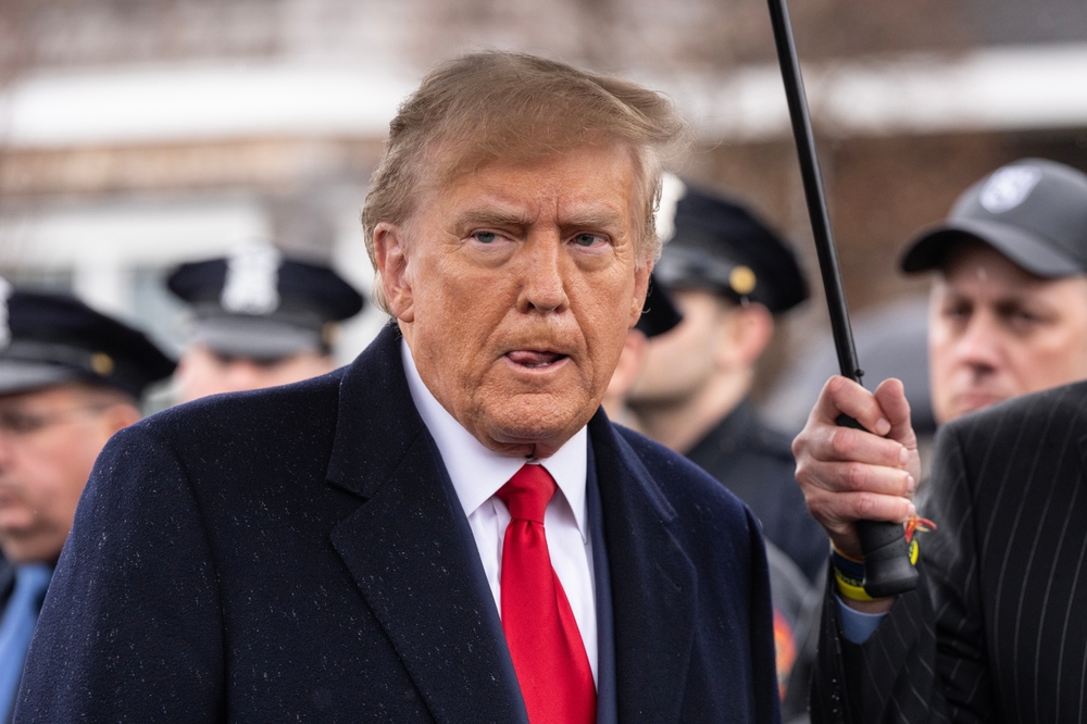 Former President Donald Trump Jr. speaks to the press after attending wake for NYPD officer Jonathan Diller at Massapequa Funeral Home in Massapequa Park, NY on March 28, 2024