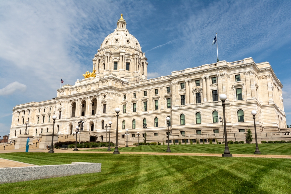 Exterior of the Minnesota State Capitol Building, built between 1896 and 1905, in St. Paul, Minnesota, USA.